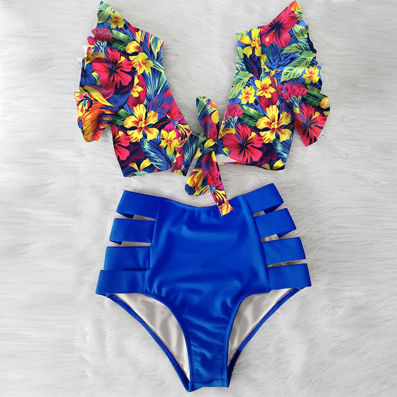 High Waist Ruffle Bikini Set