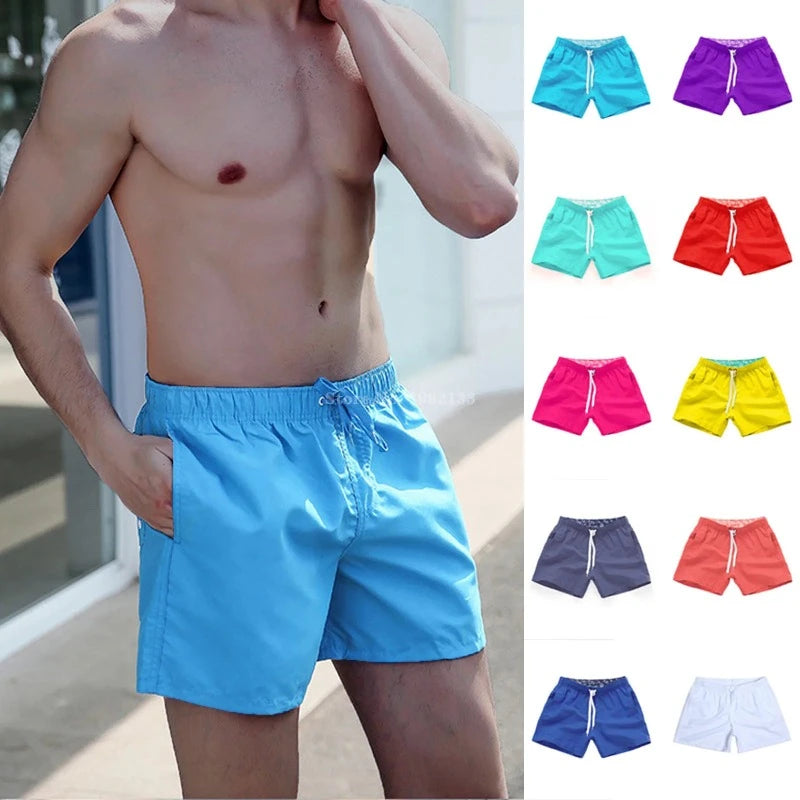 Summer Escape: Quick-Dry, Solid Color Swim Trunks For Men