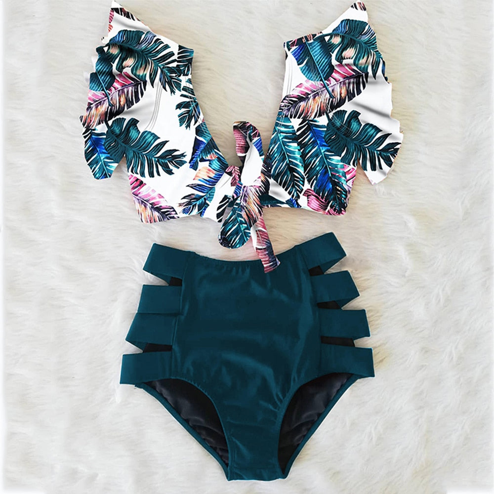 High Waist Ruffle Bikini Set