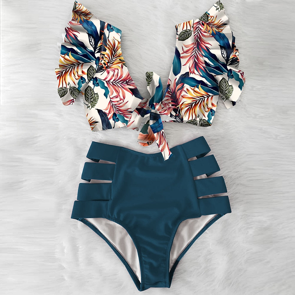 High Waist Ruffle Bikini Set