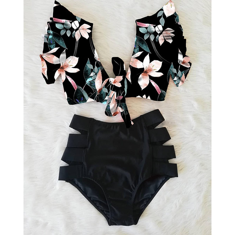 High Waist Ruffle Bikini Set