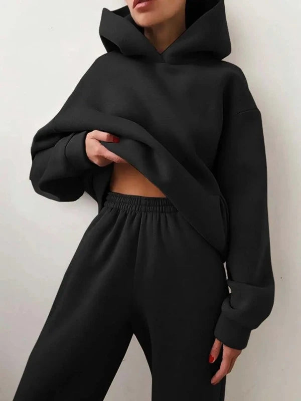 Hype Cozy Set: Your All-in-One Thickened Hoodie & Sweatpants Loungewear