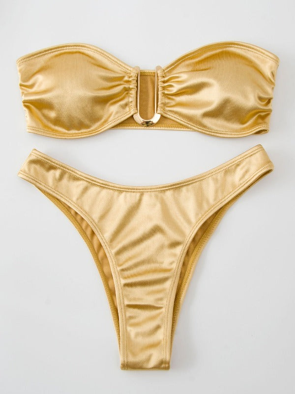 Shine Bright Like A Diamond: Strapless Bikinis In Metallic Hues