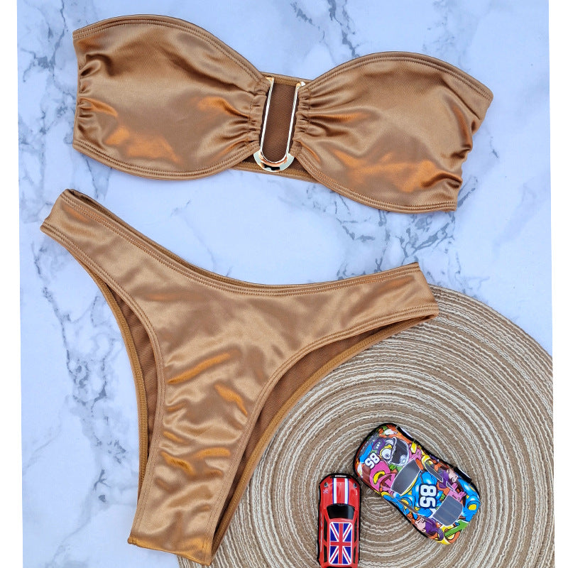 Shine Bright Like A Diamond: Strapless Bikinis In Metallic Hues