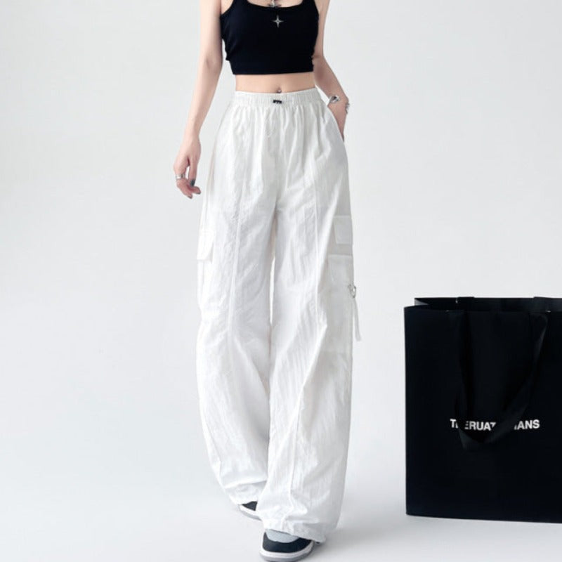 Ice Silk Bliss: High-Waist, Quick-Dry, Ultra-Thin Women's Cargo Pants