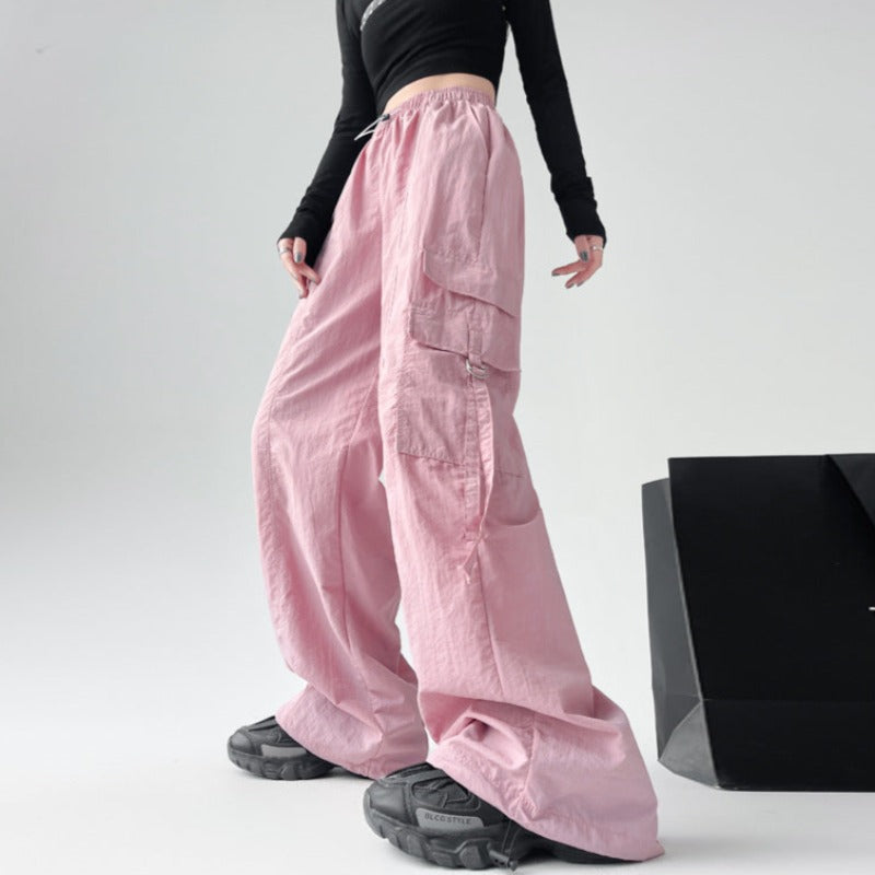 Ice Silk Bliss: High-Waist, Quick-Dry, Ultra-Thin Women's Cargo Pants