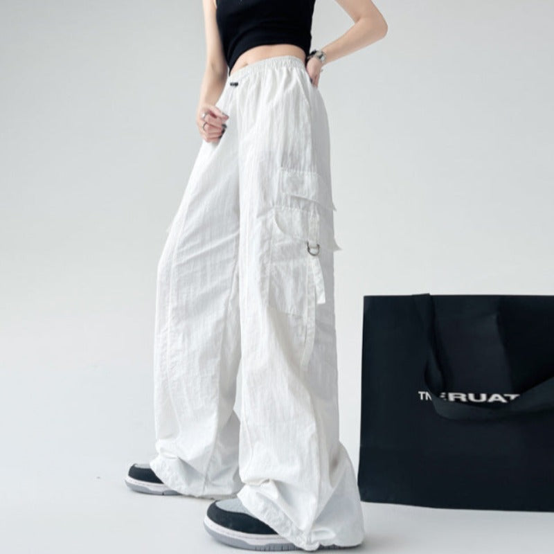 Ice Silk Bliss: High-Waist, Quick-Dry, Ultra-Thin Women's Cargo Pants