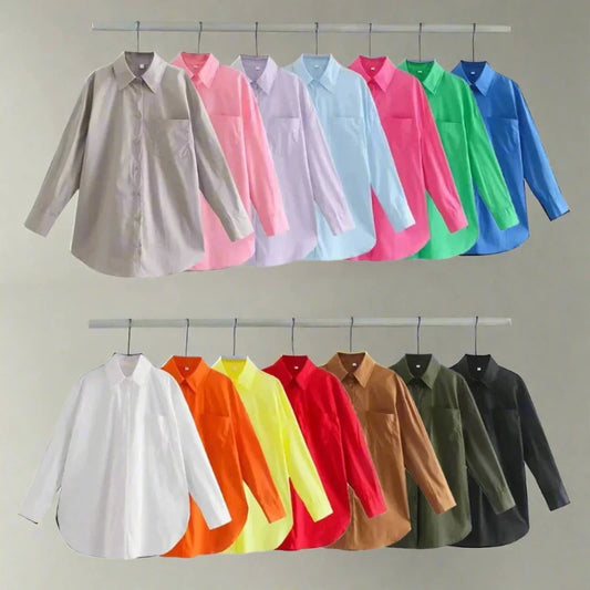 Sweet & Simple: Women's Candy Colors Long Sleeve Shirts