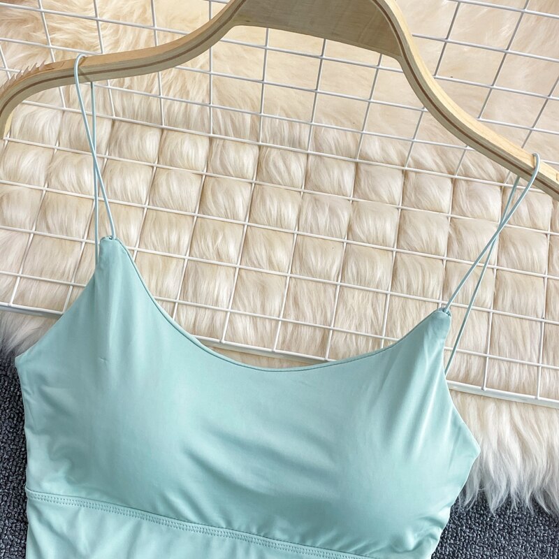 Ice Silk Crop Top With Built-In Bra