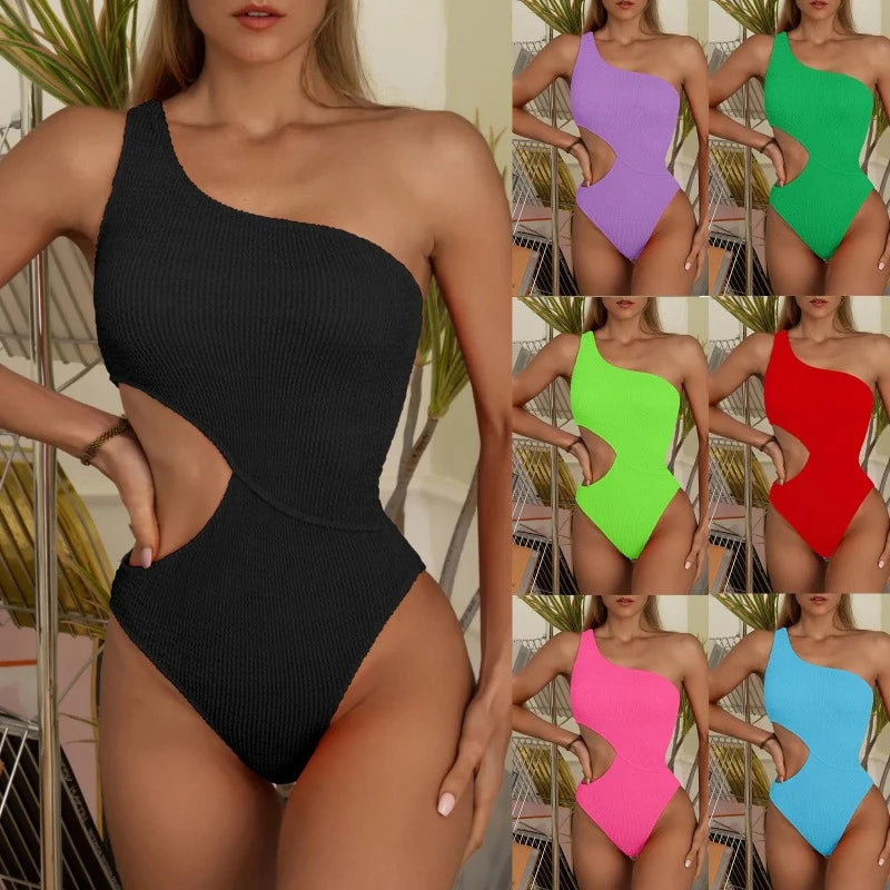 Swim In Style: Textured One-Piece With Sexy Cutout