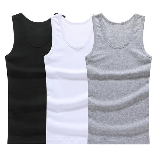 3pcs Cotton Sleeveless Undershirts: Soft, Comfortable & Durable