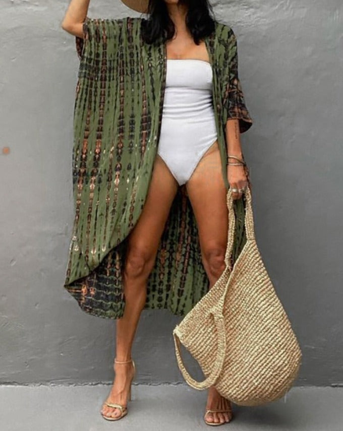 Halo Dyeing Kimono Swimwear Cover Up