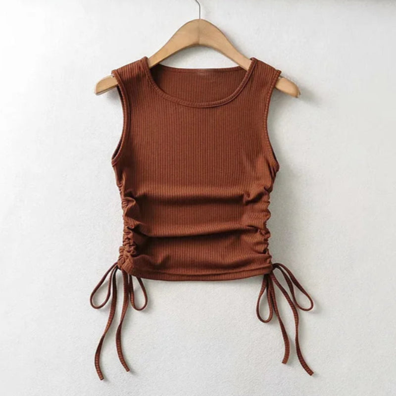 Dashing Solid Color Causal Crop Top