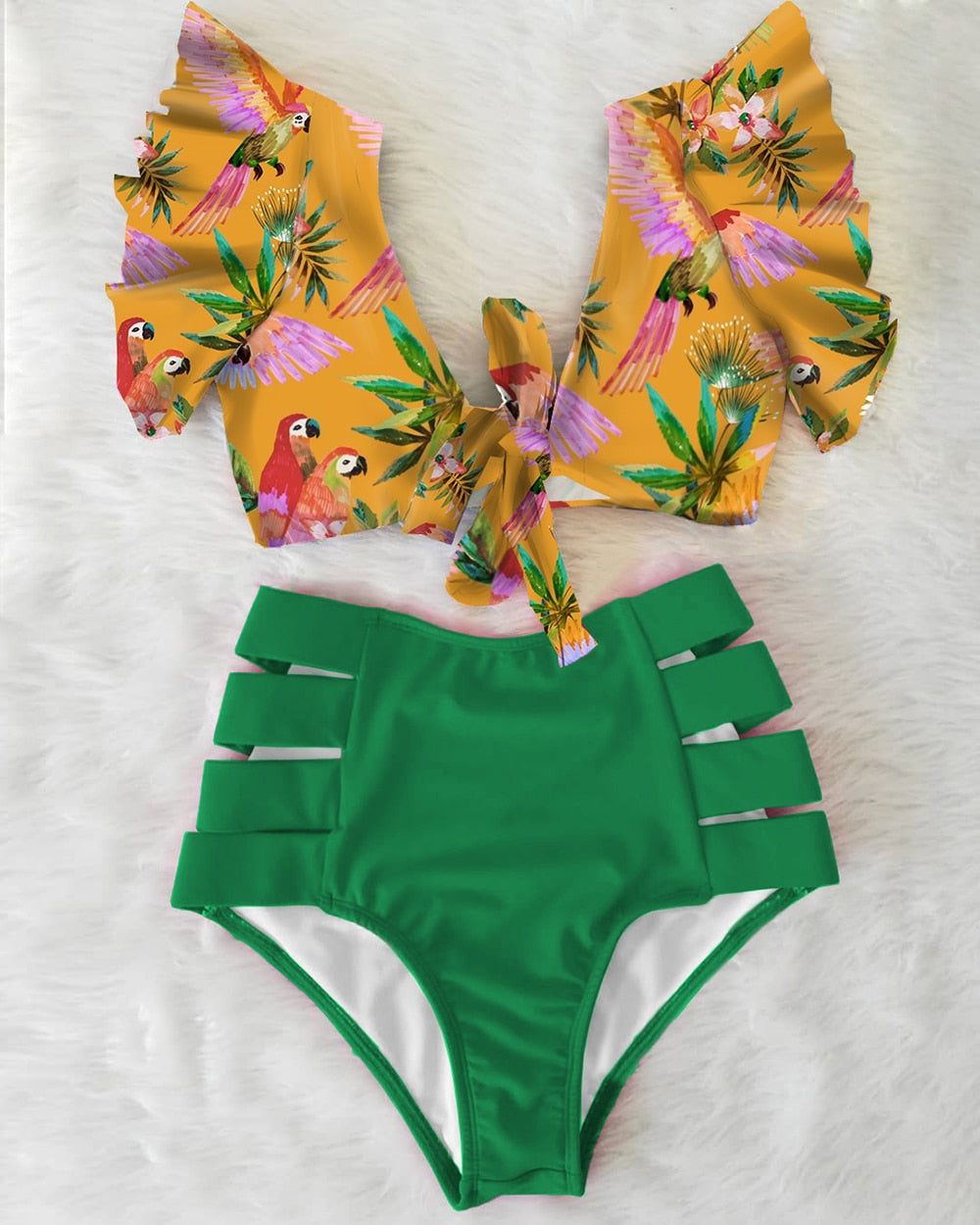 High Waist Ruffle Bikini Set