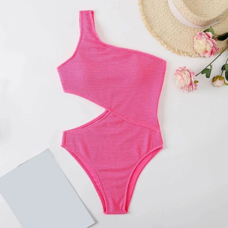 Swim In Style: Textured One-Piece With Sexy Cutout