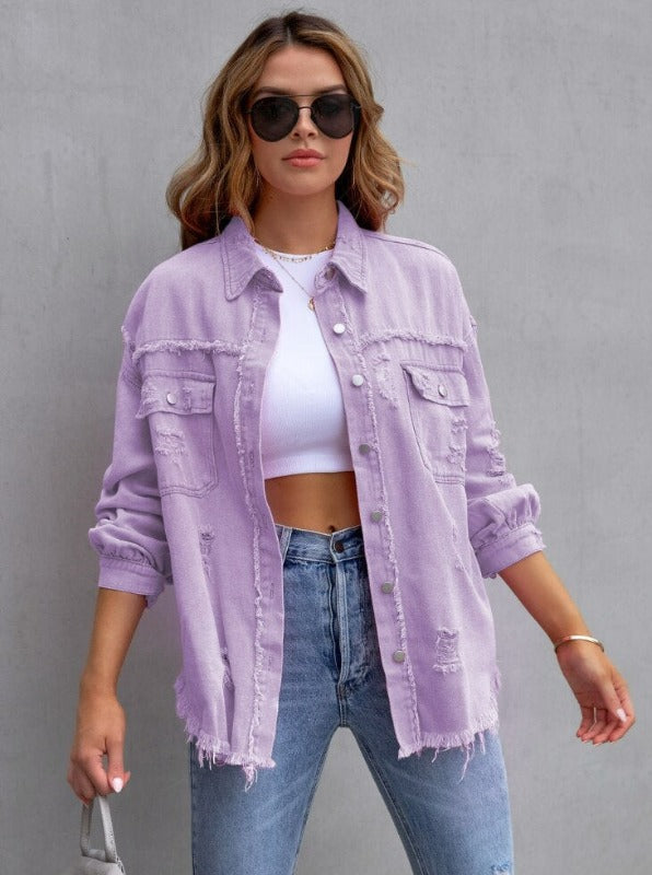 Denim Shirt Jacket With Edgy Details