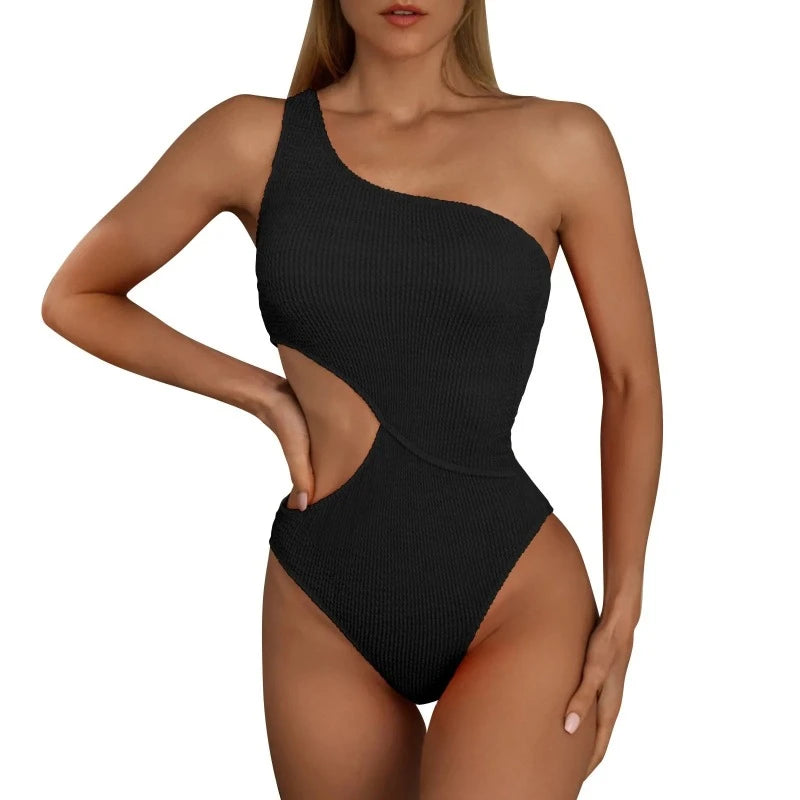 Swim In Style: Textured One-Piece With Sexy Cutout