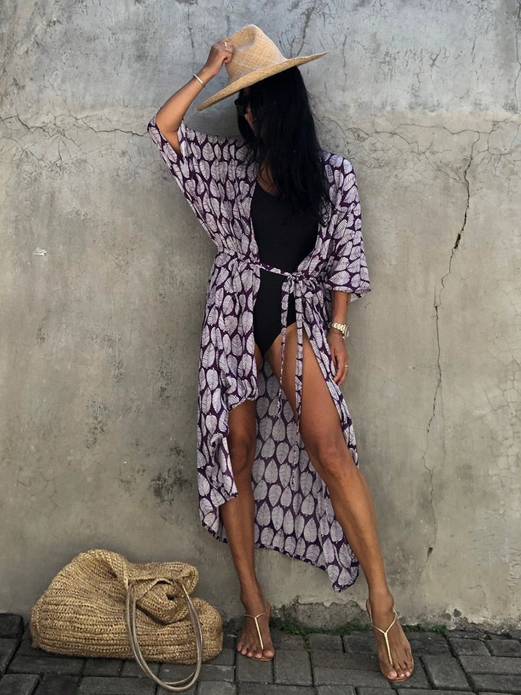 Halo Dyeing Kimono Swimwear Cover Up