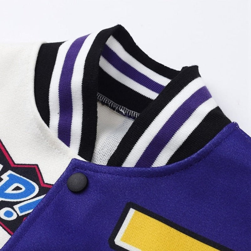 Y2K Baseball Cropped Jacket With Color-Block Splicing