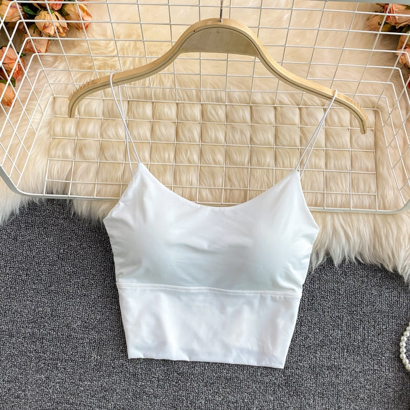 Ice Silk Crop Top With Built-In Bra