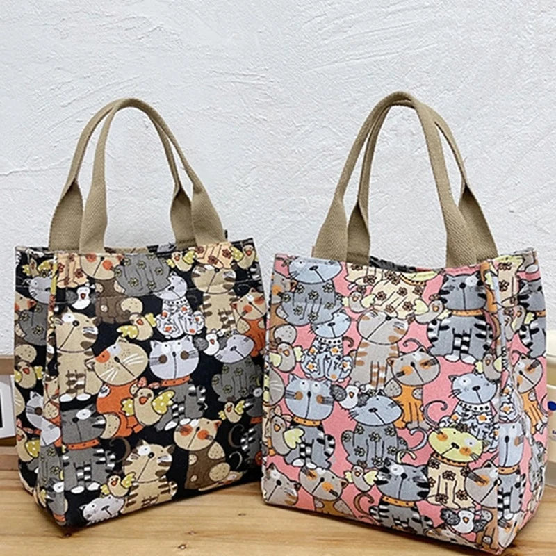 ✨ Tote-ally Adorable: Canvas Bag With Cartoon Pattern ✨