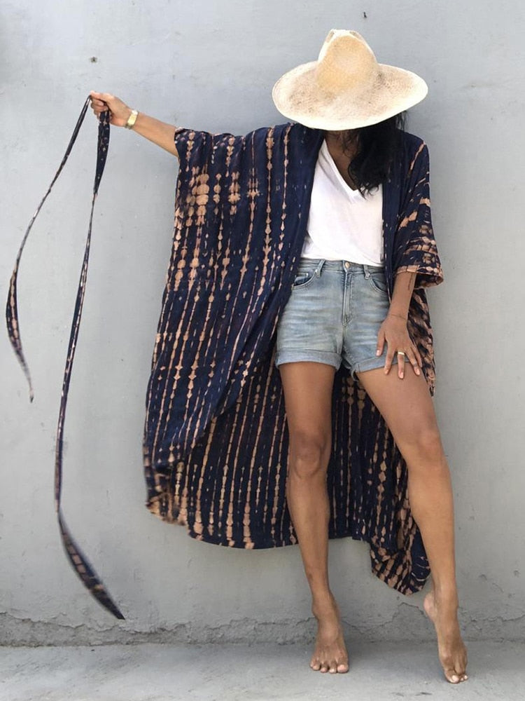 Halo Dyeing Kimono Swimwear Cover Up