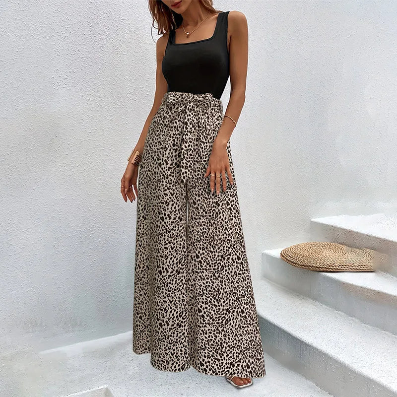 Wildly Stylish: Leopard Print High-Waisted Wide-Leg Pants For Her