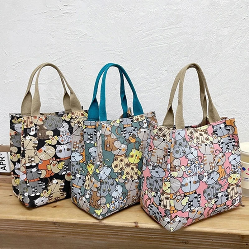 ✨ Tote-ally Adorable: Canvas Bag With Cartoon Pattern ✨