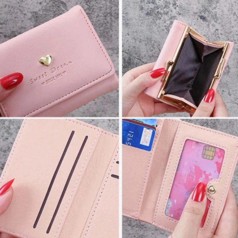 Mini Marvel: Compact Leather Coin Purse With Heart Charm