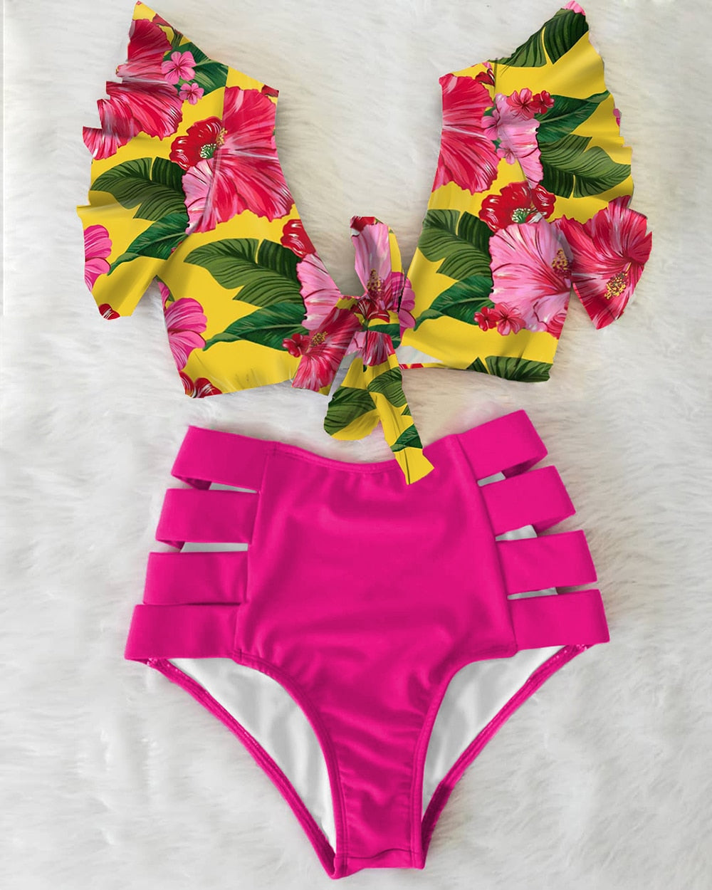 High Waist Ruffle Bikini Set