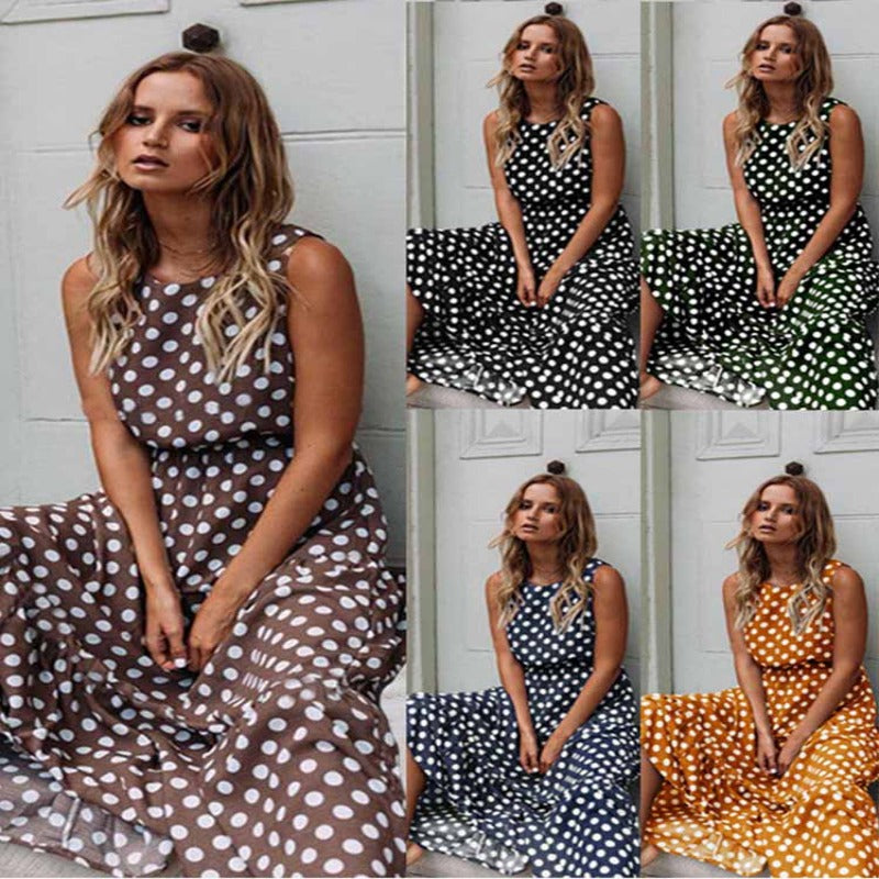 Polka Dot Print Midi Dress