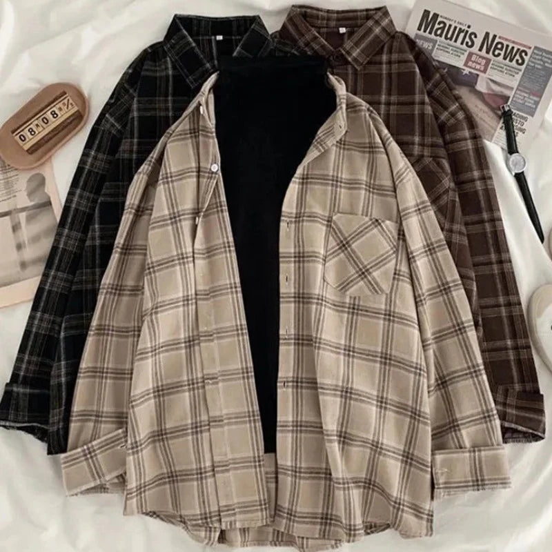 Women's Layering Staple: The Oversized Plaid Button-Up Shirt