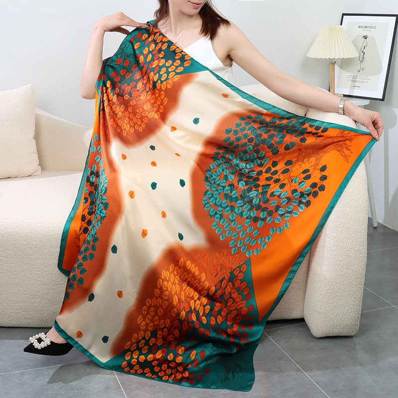 110 cm Square Floral Silk Scarf