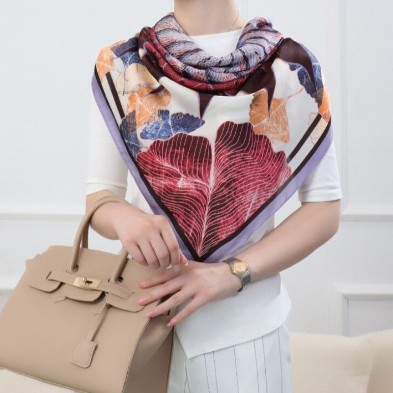 110 cm Square Floral Silk Scarf