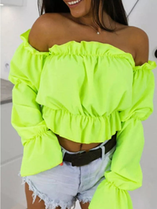 Summer Sweetness: Off-Shoulder Playful Crop Top