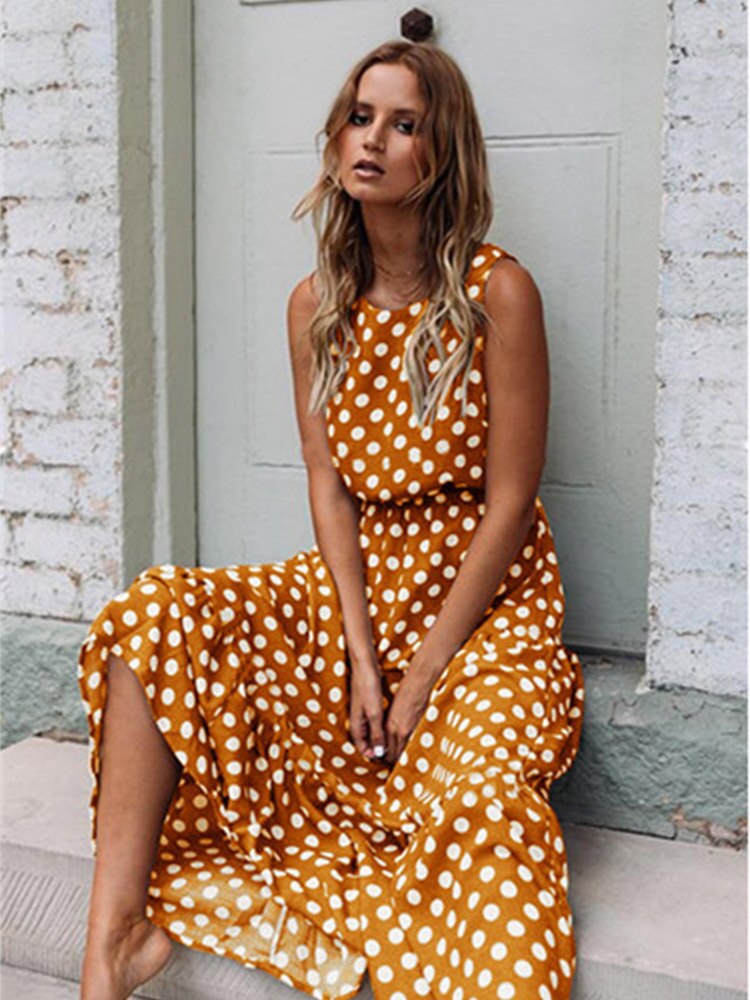 Polka Dot Print Midi Dress