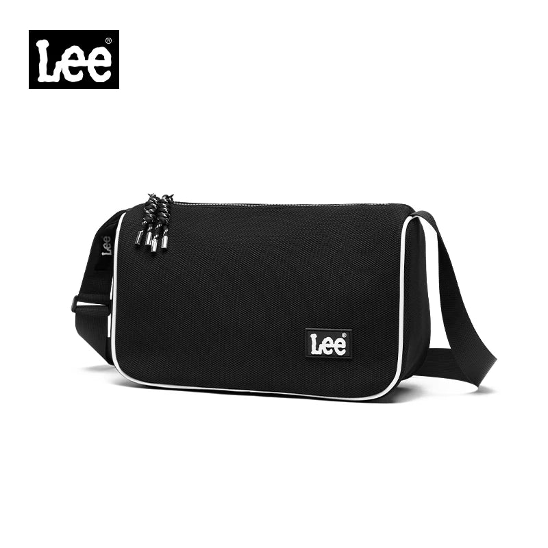 Black shoulder bag with 'Lee' branding on a white background