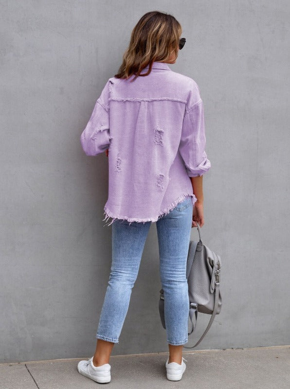 Denim Shirt Jacket With Edgy Details