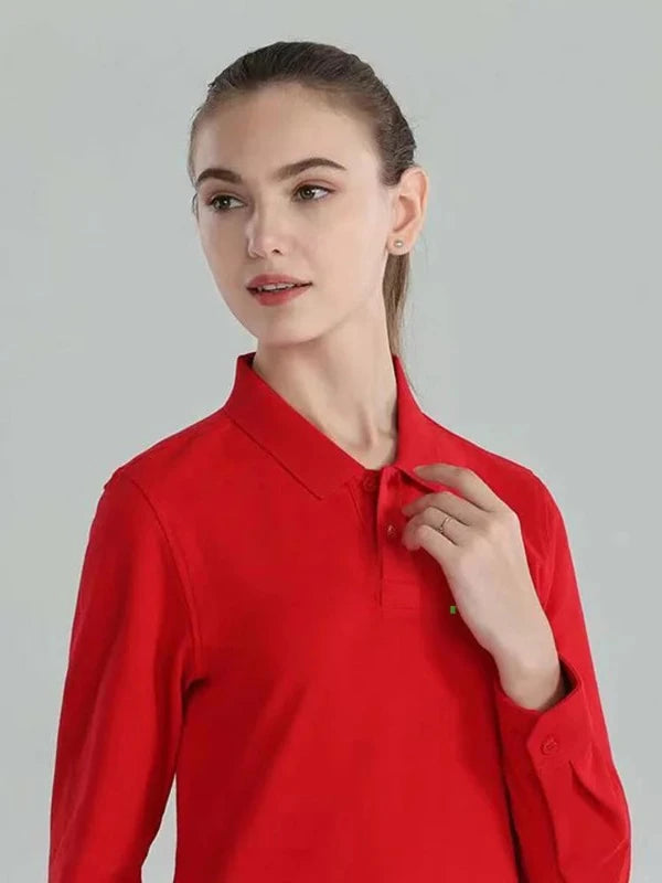 Soft & Strong: Women's Long Sleeve Polo Shirt (Anti-Pilling)