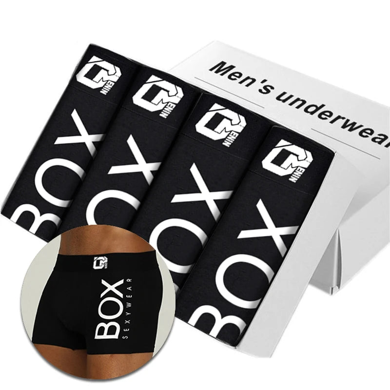 Men's underwear packaging with 'BOX' branding on a white background