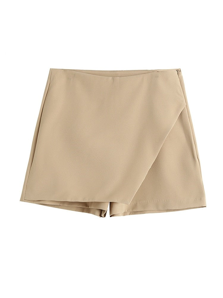 Versatile & Stylish SKORT: High Waist, Back Pockets & Side Zipper