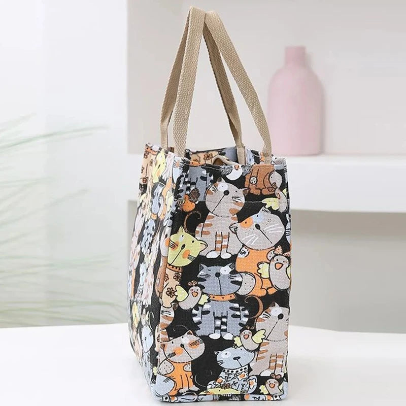 ✨ Tote-ally Adorable: Canvas Bag With Cartoon Pattern ✨