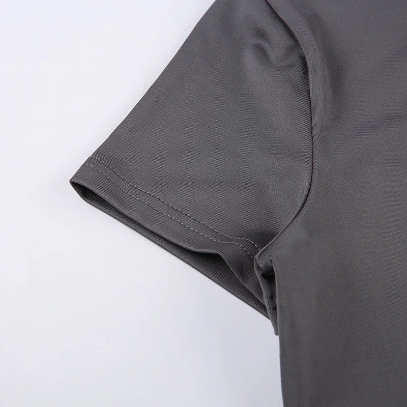 Essential Crop Top: Crewneck, Short Sleeve (Gray/Black/White)