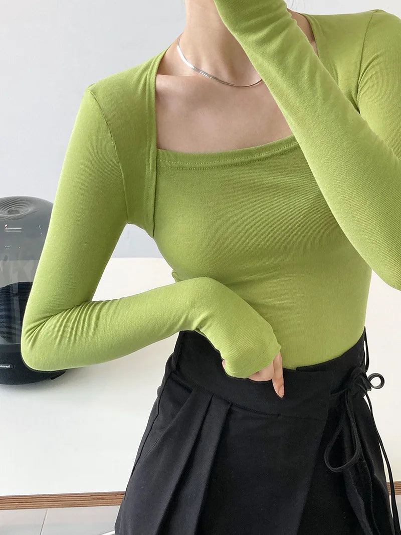 A Timeless Long-Sleeved Square-Neck Top