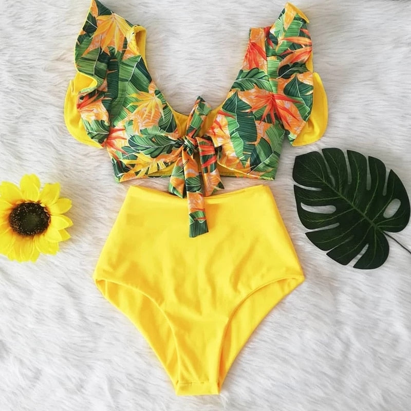 High Waist Ruffle Bikini Set