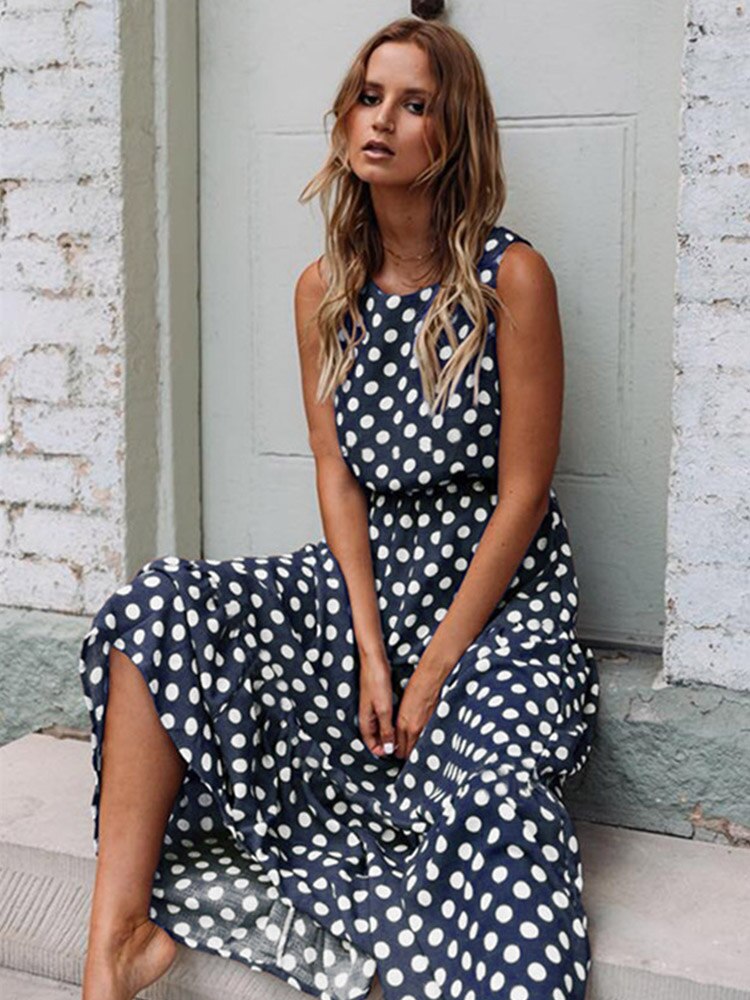 Polka Dot Print Midi Dress