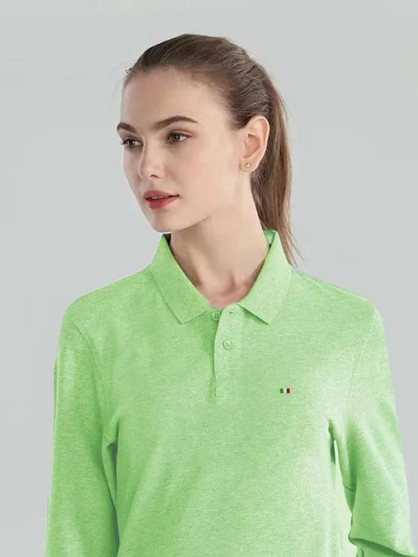 Soft & Strong: Women's Long Sleeve Polo Shirt (Anti-Pilling)