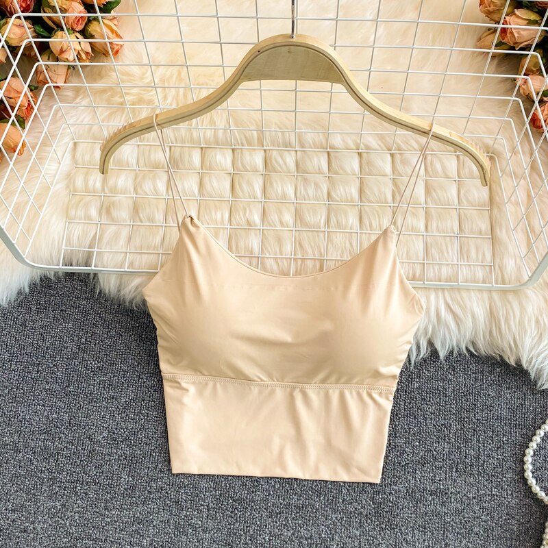 Ice Silk Crop Top With Built-In Bra