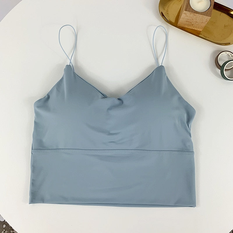 Ice Silk Crop Top With Built-In Bra