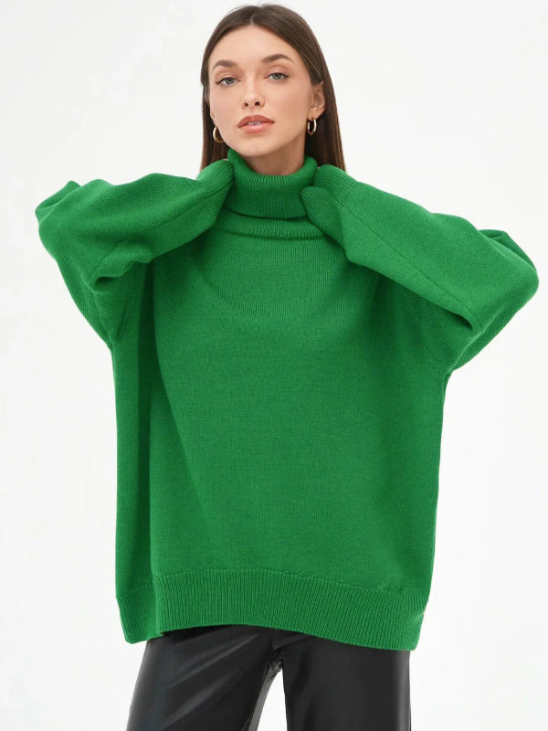 Woman wearing a green sweater with a brand name 'Bornladies' at the top.